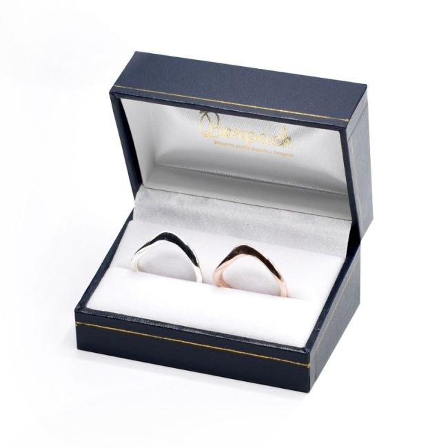 Leatherette wedding ring box, blue 74 x 48 x 40 mm J-05-A-A
