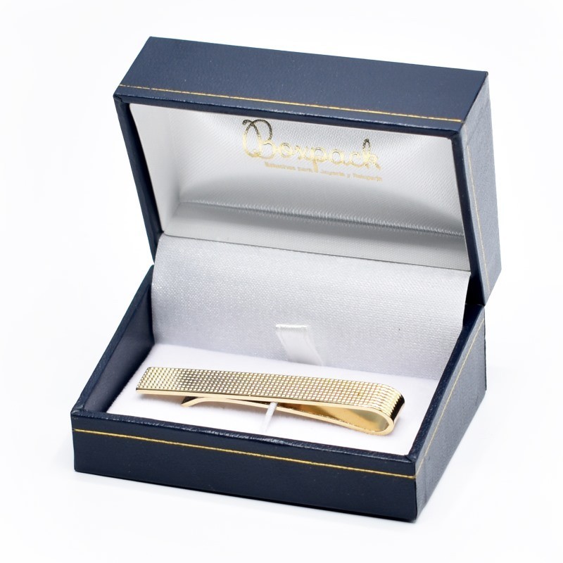 Estuche polipiel azul para sujeta corbatas 74x48x40 mm. J-05-S-A