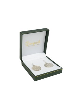 Estuche polipiel verde para pendientes 87x91x30 mm. J-09-P-VE