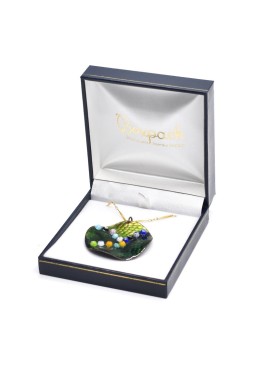 Estuche polipiel azul para colgante 87x91x30 mm. J-09-C-A