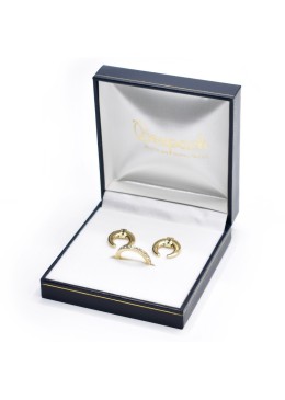 Estuche polipiel azul para conjunto 87x91x30  mm. J-09-J-A