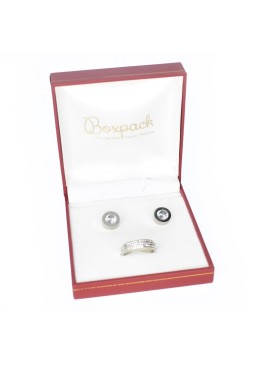 Estuche polipiel rojo para conjunto 87x91x30 mm. J-09-J-R