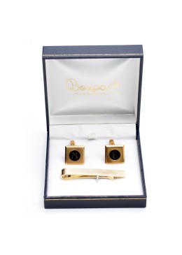 Estuche polipiel azul para gemelos y sujeta corbatas 87x91x30 mm. J-09-GS-A