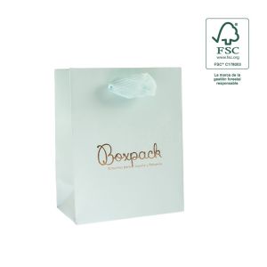 Sac en papier FSC® pour bijoux et montres, aigue-marine FE-B-M-AQ