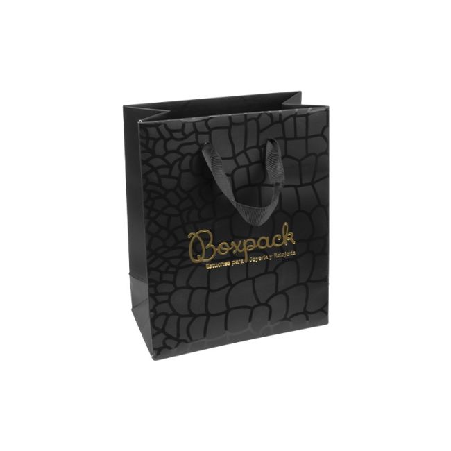 Bolsa de papel uvi para joyería bisutería y relojería negra 120x150x65 mm BV-M