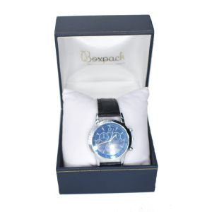 Leatherette watch box, blue 90 x 90 x 75 mm J-18-R-A