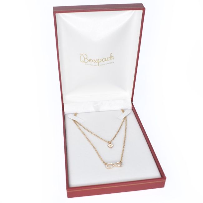 Écrin en simili-cuir rouge pour collier 110 x 155 x 34 mm J-15-C-R
