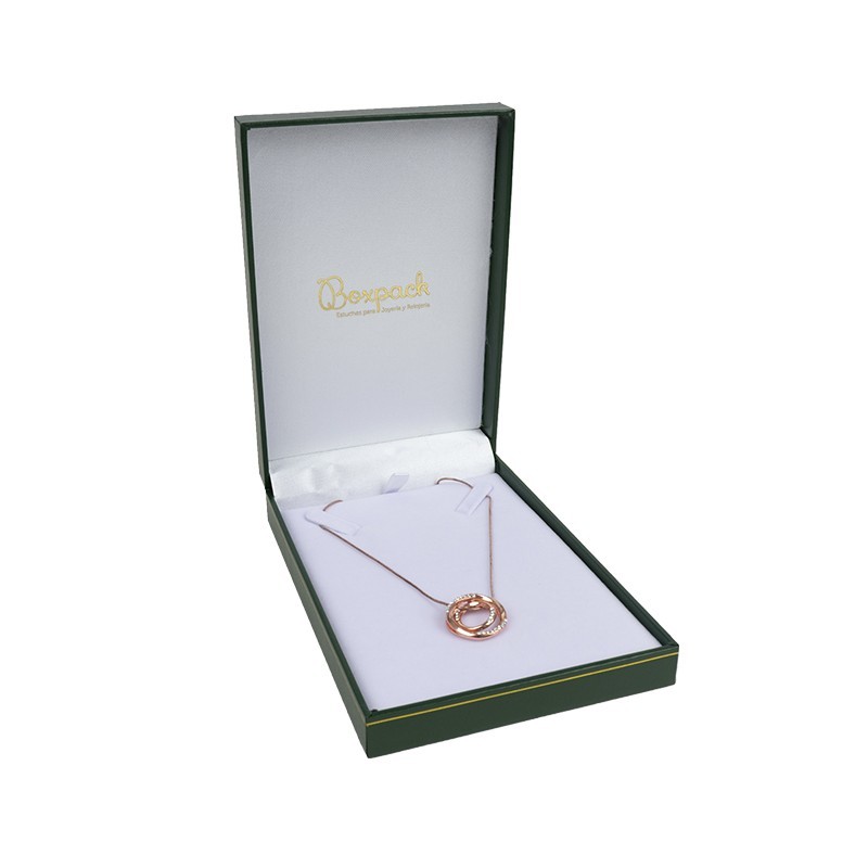 Estuche polipiel verde para collar 110x155x34 mm. J-15-C-VE