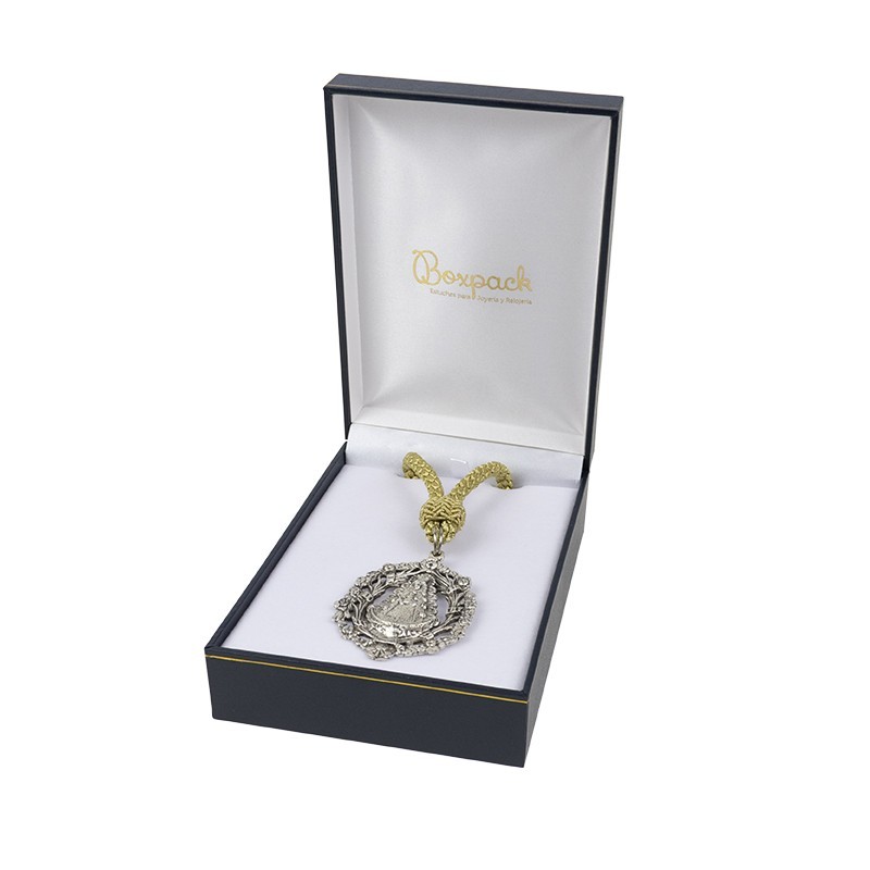 Estuche polipiel azul para medalla con cordon 110x155x50 mm. J-15-MC-A