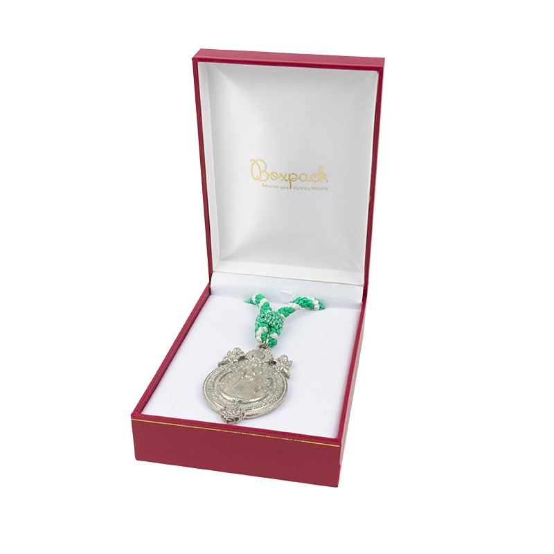 Estuche polipiel rojo para medalla con cordon 110x155x50 mm. J-15-MC-R