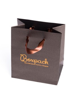 Bolsa de papel con asa de cinta marrón para joyería, bisutería y relojería 120x150x65 mm BQ-M-M