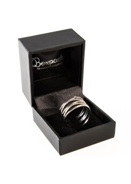 Estuche polipiel negro para anillo patilla 47x52x40 mm. C-2-SP