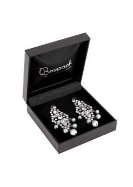 Estuche polipiel negro para pendientes 87x91x30 mm. C-4-P