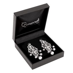 Estuche polipiel negro para pendientes 87x91x30 mm. C-4-P