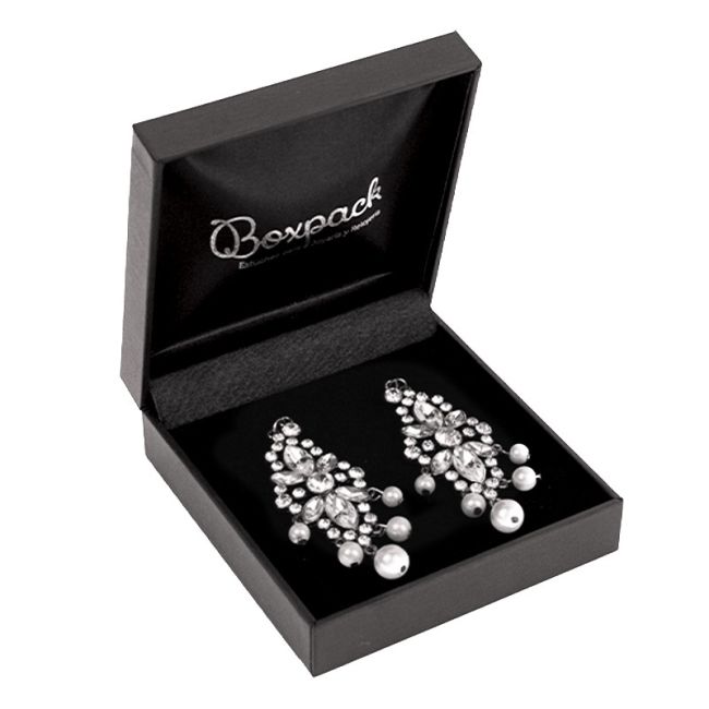 Estuche polipiel negro para pendientes 87x91x30 mm. C-4-P