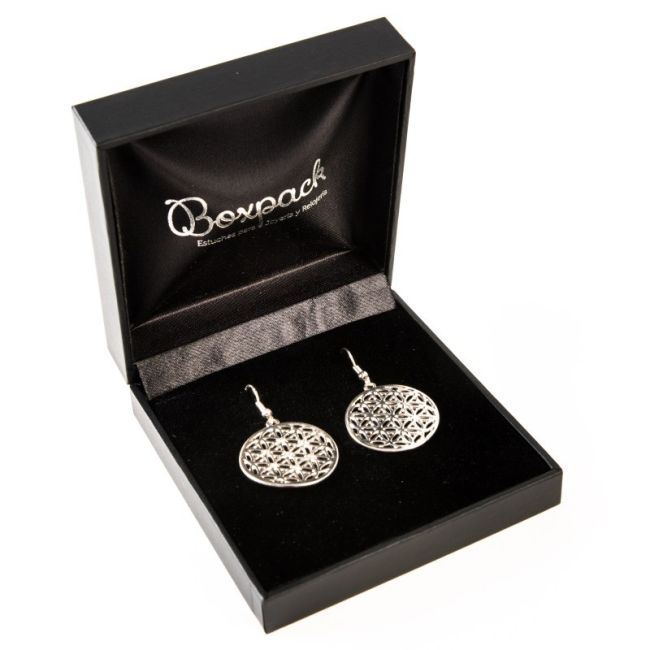 Estuche polipiel negro para conjunto 87x91x30 mm. C-4-J