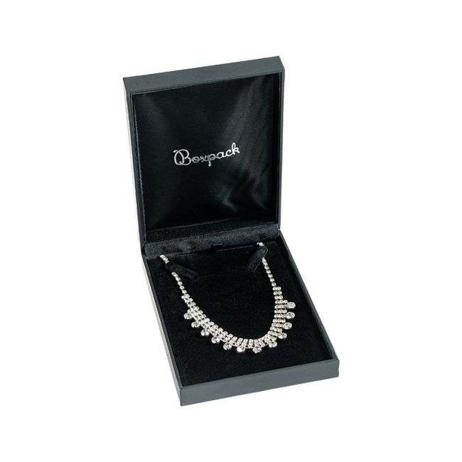 Estuche polipiel negro para collar 110x155x34 mm. C-15-C