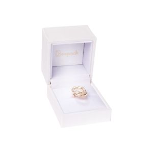 Estuche polipiel blanco para anillo 60X65X50 mm. C-11-S-B