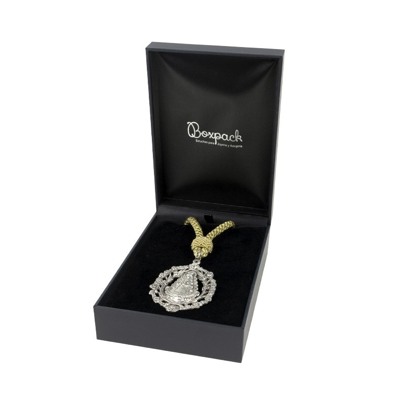 Estuche polipiel negro para medalla con cordon 110x155x50 mm. C-15-MC