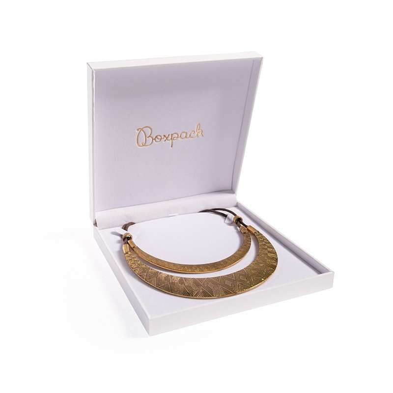 Estuche polipiel blanco para collar 160x160x35 mm. FR-7-C-B