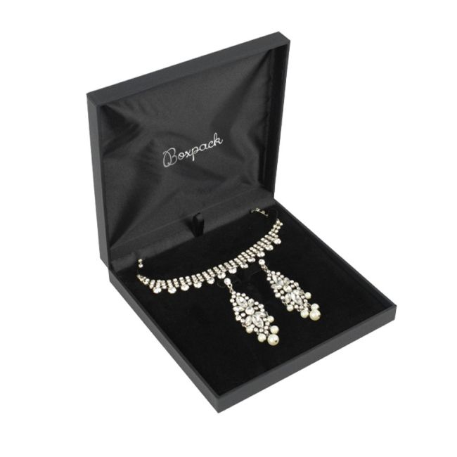 Estuche polipiel negro para conjunto 160x160x35 mm. C-7-A