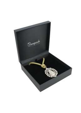 Estuche polipiel negro para medalla con cordon 160x160x53 mm. C-7-MC