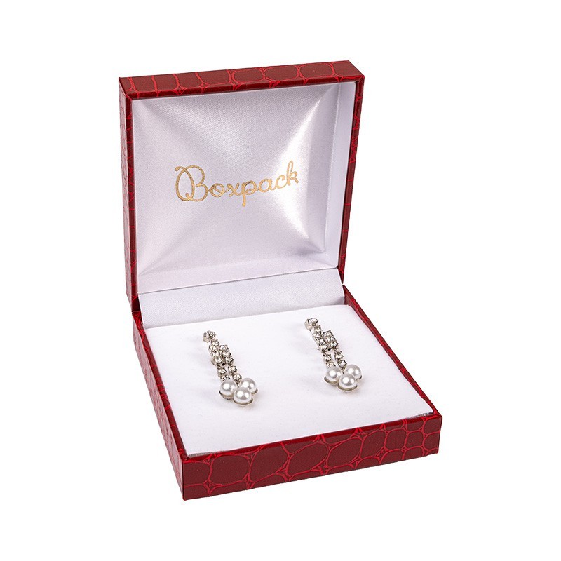 Estuche para pendientes de joyería bisutería 86X91X32 mm rojo CR-4-P