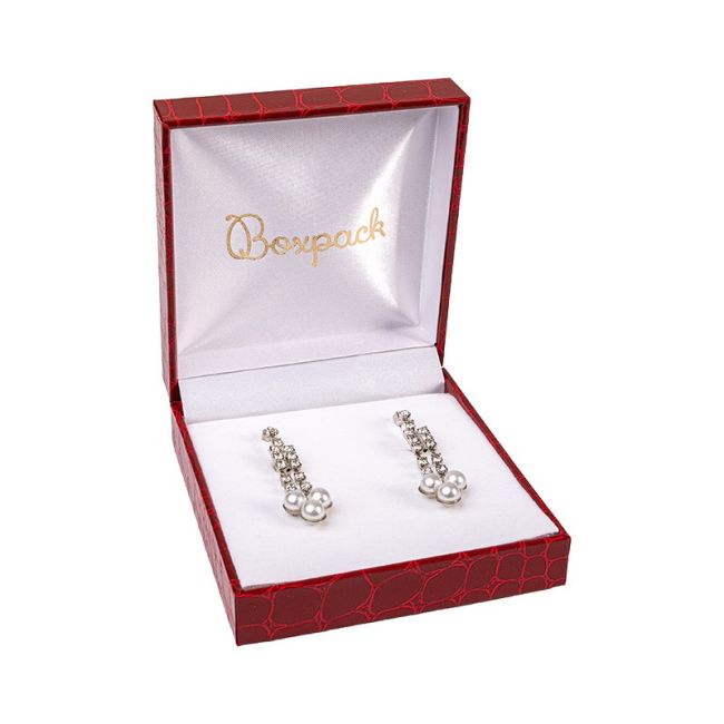 Estuche para pendientes de joyería bisutería 86X91X32 mm rojo CR-4-P