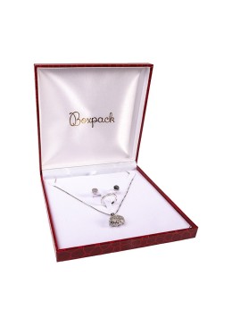 Estuche para conjunto de joyería bisutería 160X160X32 mm rojo CR-7-A