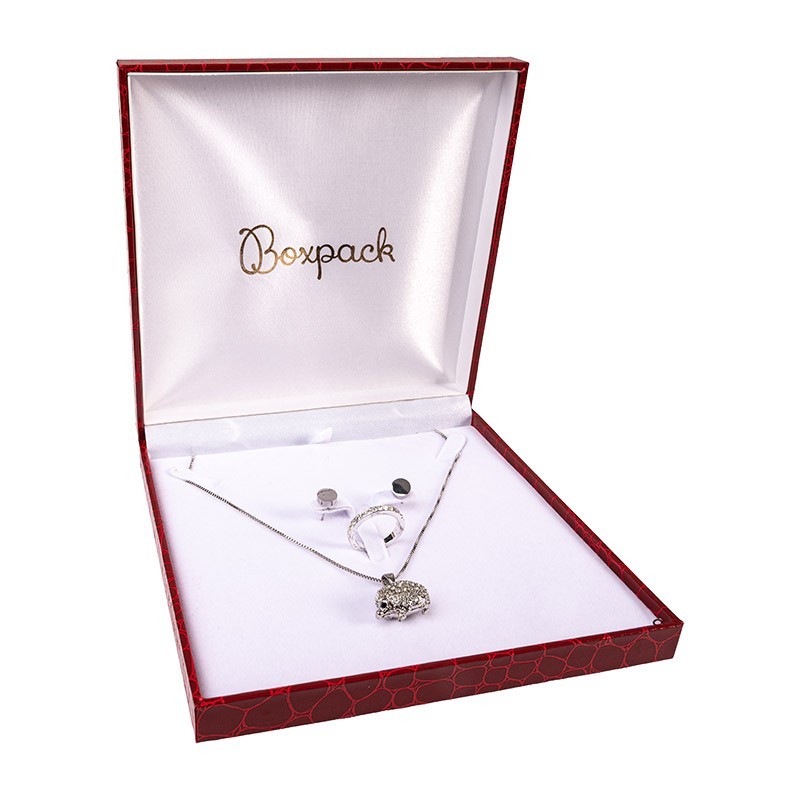 Estuche para conjunto de joyería bisutería 160X160X32 mm rojo CR-7-A