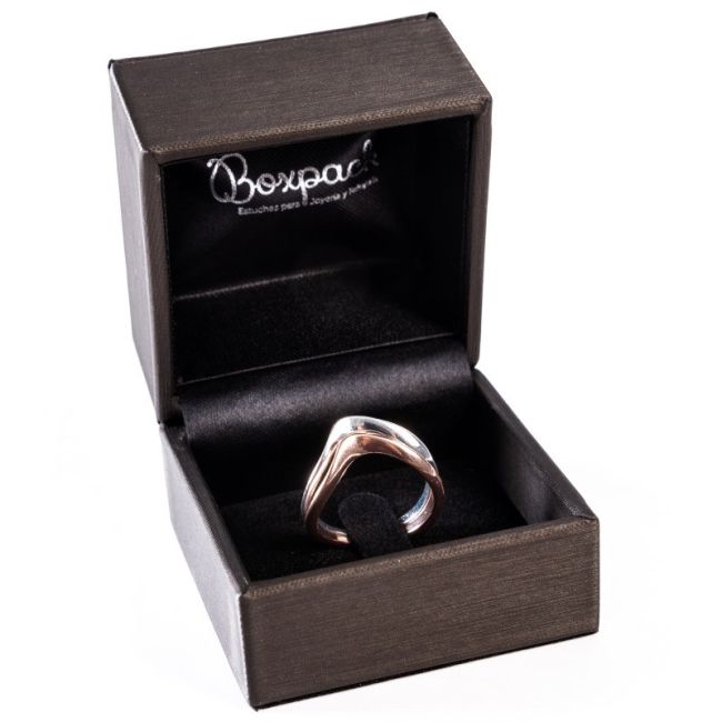 Estuche para anillo forrado en polipiel gris 55x56x50 mm S-16-SP