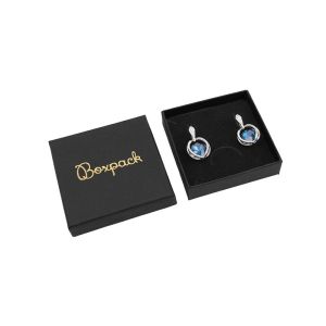 Caja de cartón para pendientes o conjunto de joyería y bisutería 65x65x17 Mm color negro pt-65-n