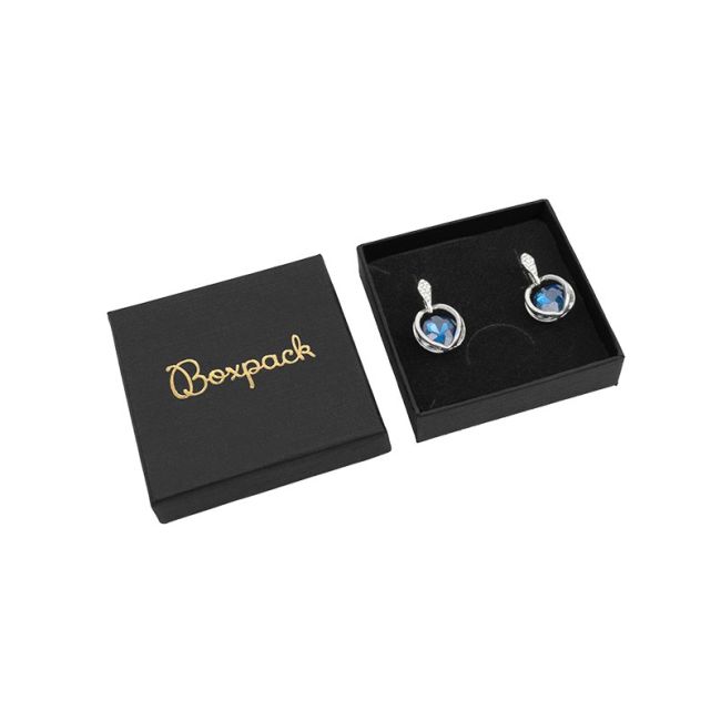 Caja de cartón para pendientes o conjunto de joyería y bisutería 65x65x17 Mm color negro pt-65-n