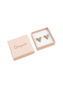 Caja de cartón para pendientes o anillo de joyería y bisutería 51x51x17 Mm color rosa cuarzo pt-45-rc