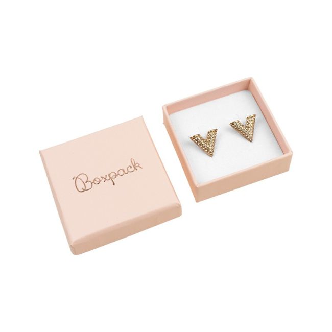Caja de cartón para pendientes o anillo de joyería y bisutería 51x51x17 Mm color rosa cuarzo pt-45-rc