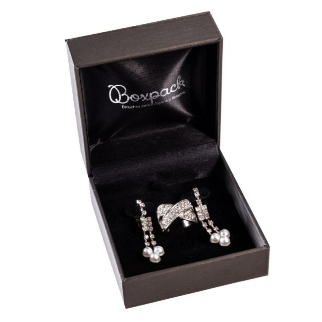 Estuche para conjunto forrado en polipiel gris 91x97x55 mm S-66-J