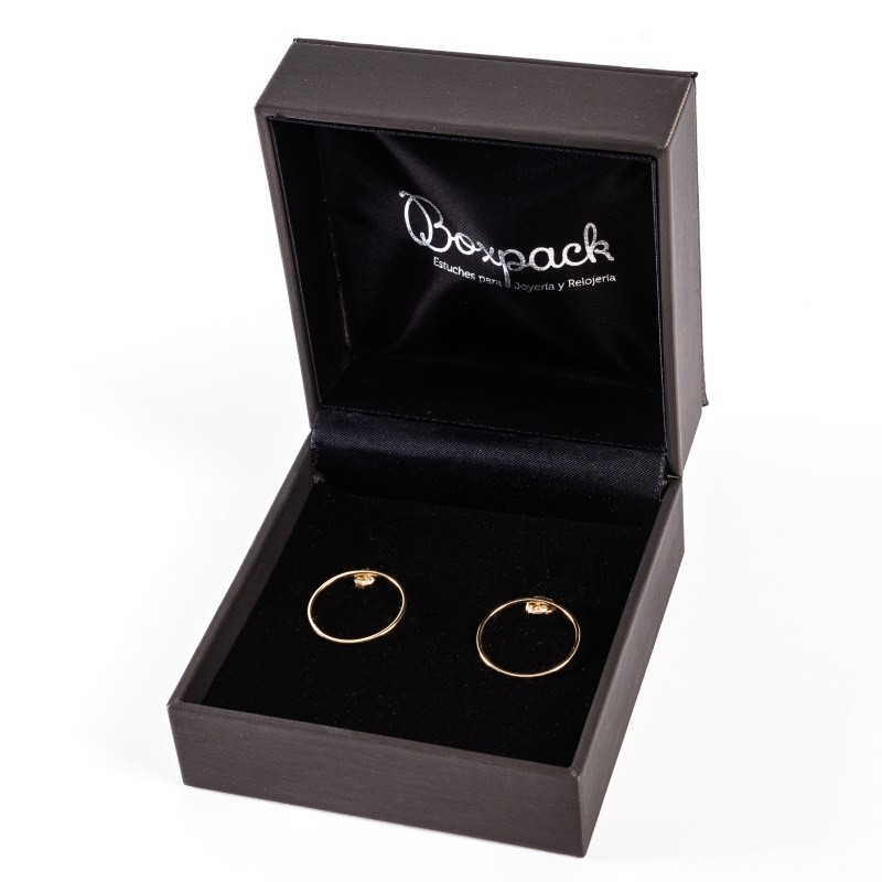 Estuche para pendientes forrado en polipiel gris 91x97x55 mm S-66-P