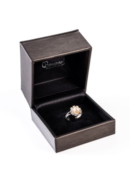 Estuche para anillo forrado en polipiel gris 70x70x50 mm S-41-SP