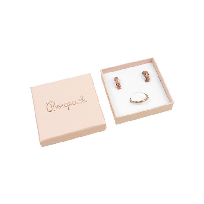 Caja de cartón para pendientes o conjunto de joyería y bisutería 65x65x17 Mm color rosa cuarzo pt-65-rc