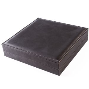 Écrin pour collier gainé de simili-cuir gris 160 x 160 x 40 mm S-112-C