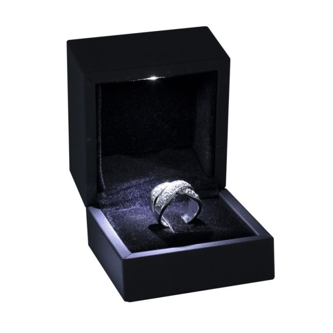 Astuccio con LED per anello, nero 60 x 65 x 50 mm LE-14-SP