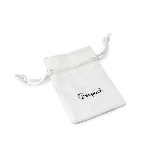 Faux suede pouch for jewelry, white 65 x 95 mm S-301-B