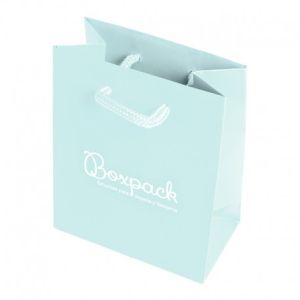 Bolsa de papel mate azul baby para joyería bisutería y relojería 120x150x65 mm B-M-AB