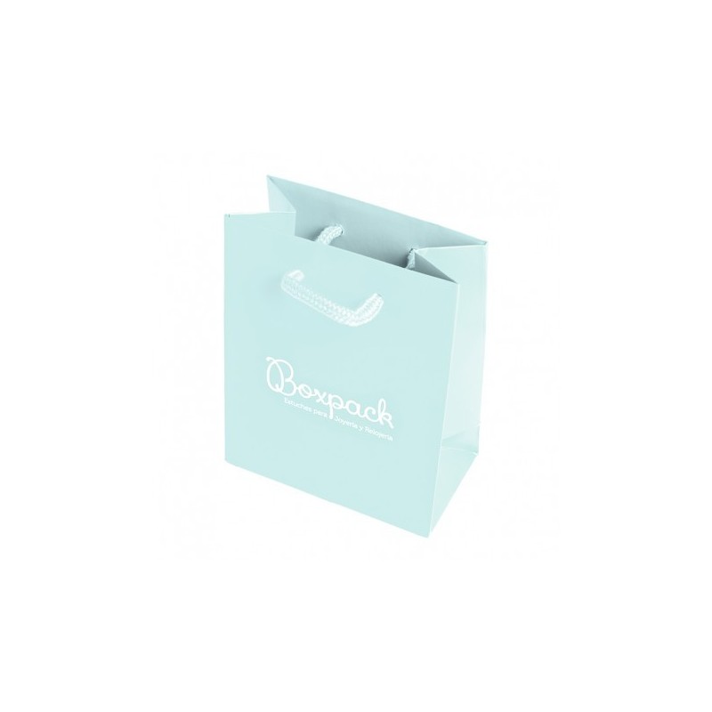 Bolsa de papel mate azul baby para joyería bisutería y relojería 120x150x65 mm B-M-AB