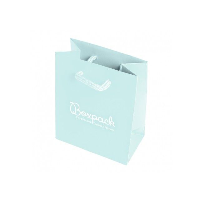 Saco de papel mate para joias e relógios, azul bebé 120 x 150 x 65 mm B-M-AB