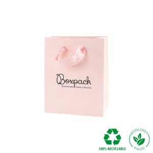 Shopper di carta opaca per gioielli e orologi, rosa quarzo 120 x 150 x 65 mm E-B-M-RC