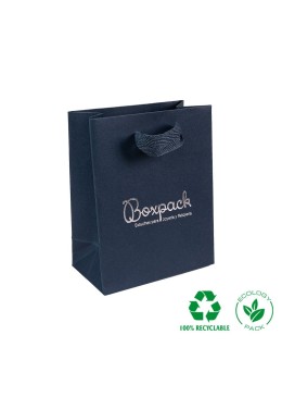 Bolsa de papel eco mate color azul para joyería, bisutería y relojería 120x150x65xmm E-B-M-A