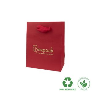 Matte rote Papiertragetasche für Schmuck und Uhren 120 x 150 x 65 mm E-B-M-R