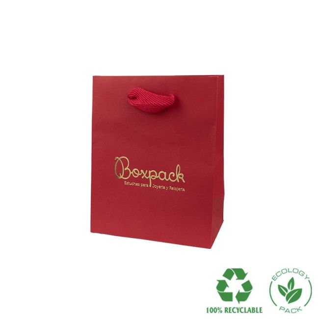 Bolsa de papel eco mate color rojo para joyería, bisutería y relojería 120x150x65xmm E-B-M-R