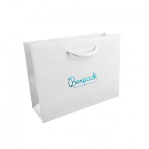 Saco de papel mate branco com asas brancas para joias e relógios 200 x 150 x 70 mm B-MA-B-B
